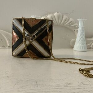 Unique Vintage Metal & Wood Box Purse